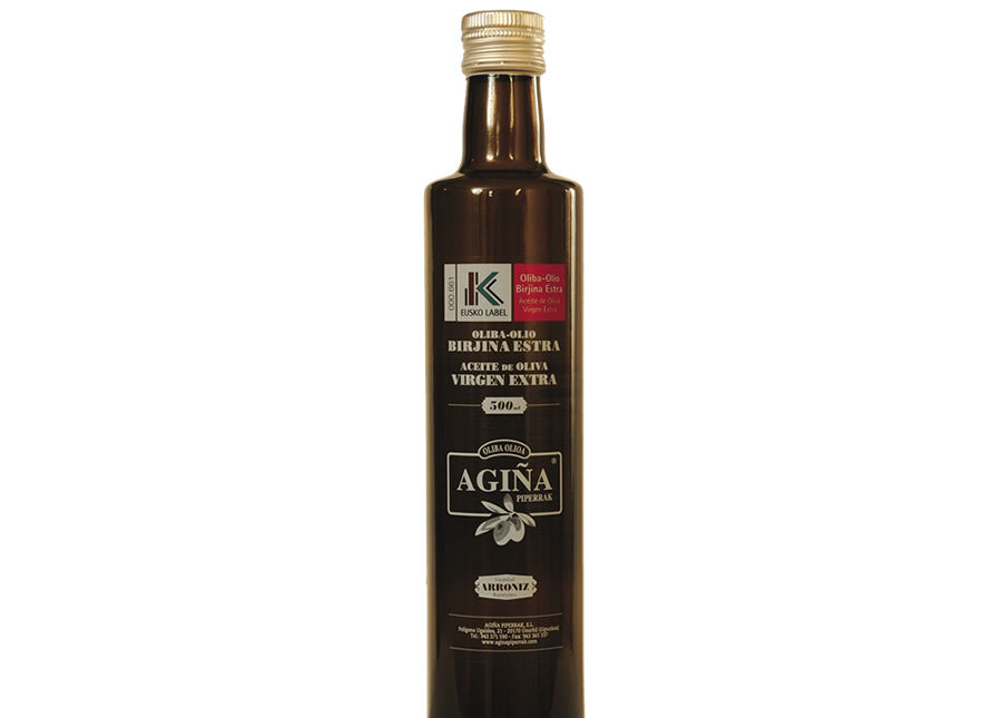 Eusko Label extra-virgin olive oil, from Arróniz olives sustainably grown in the Rioja Alavesa region