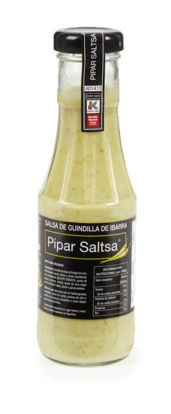 Salsa de piparras está elaborada 100% con productos naturales de nuestra tierra; guindilla, aceite y aceituna, sin más producto añadido
